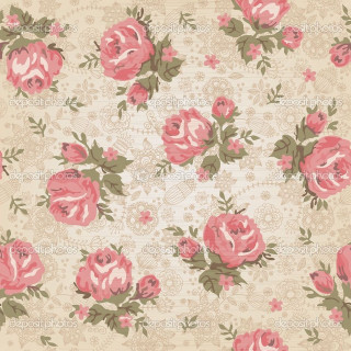 Floral pattern pink roses beige - a floral pattern free wallpaper