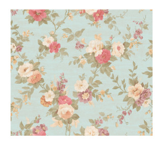 Blue floral wallpaper pink yellow - colour free wallpaper