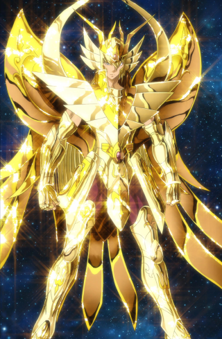 Golden angel sword blue background - golden free wallpaper