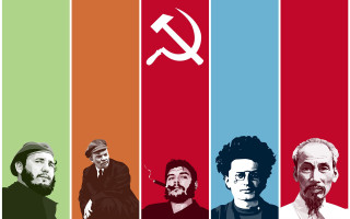 Group men standing front red - sick free wallpaper