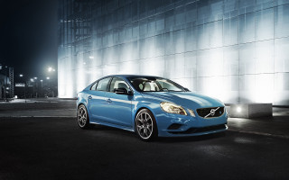 Blue car night building lights - a blue car free wallpaper
