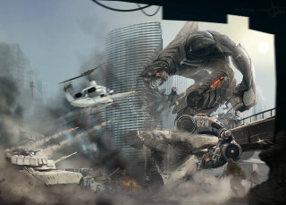 Man suit flying city helicopter - over a city free wallpaper