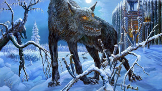 Wolf snowy forest full moon - full free wallpaper for desktop