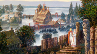 Woman castle gate gated area - a painting of a woman free wallpaper