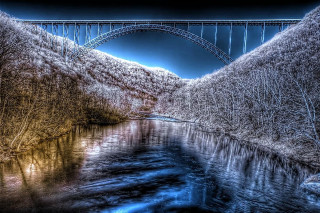 Bridge river frozen background blue - david brewster free wallpaper