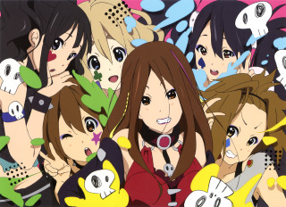Anime girls colored hair smiling - toyism free wallpaper