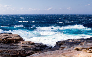 Rocky shore water waves crashing - a rocky shore free wallpaper
