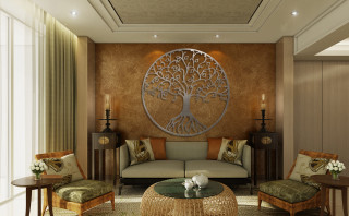 Living room couch tree of - the wall free wallpaper