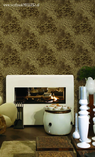 Living room fireplace leopard wall - modern european ink painting free wallpaper