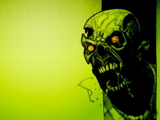 Creepy green black face glowing - western free wallpaper
