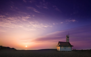 Small white building beach purple - sandy free wallpaper