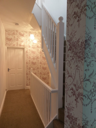 Hallway white door white staircase - a white door free wallpaper