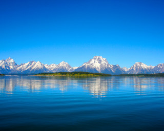 Lake mountains blue sky clouds 20 - american romanticism free wallpaper