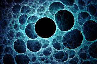 Black hole blue background bubbles - a black hole in the center free wallpaper