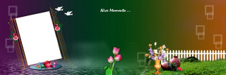 Flowered vase mirror grass fence - nature free wallpaper