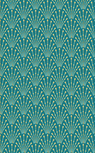Green gold wallpaper fan pattern - art deco free wallpaper