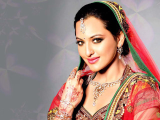 Woman red green bridal outfit - her cheek free wallpaper
