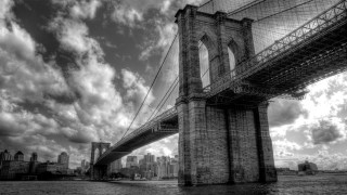 Black white bridge water clouds - ansel adams free wallpaper