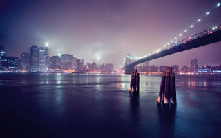 Bridge water city night lights 21 - a bridge over a body of water free wallpaper
