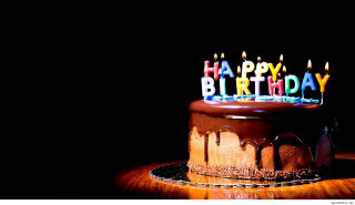 Chocolate birthday cake lit candles 4 - candle free wallpaper