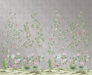 Flowers birds gray background green - a green plant free wallpaper