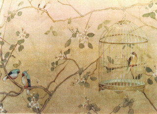 Birds cage tree branch flowers - a cage free wallpaper