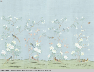 Birds flowers blue sky white - ukiyoe free wallpaper
