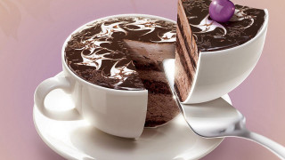 Cake plate coffee spoon dessert - a piece of cake free wallpaper