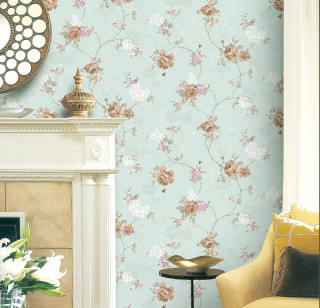 Living room fireplace flower wallpaper - a flemish baroque free wallpaper