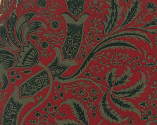 Red green wallpaper bird flowers - a silk screen free wallpaper