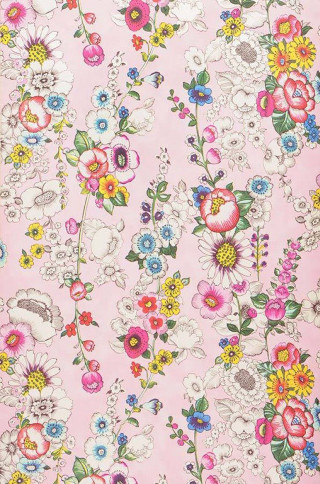 Pink floral print fabric white - a flemish baroque free wallpaper