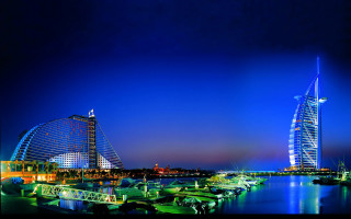 City tall buildings water night - night time free wallpaper for desktop