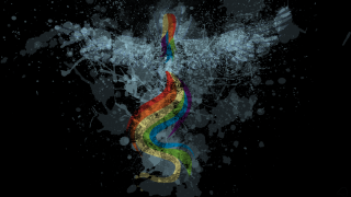 Colorful bird flying black background - back free wallpaper