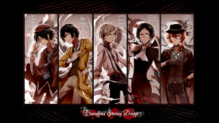 Anime characters group black background 11 - line free wallpaper