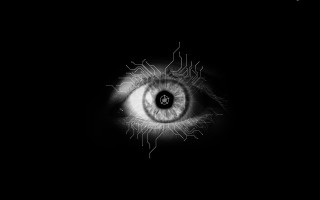 Black white eye background eyeball - cybernetic free wallpaper for desktop