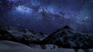 Night sky stars mountain snow 3 - a night sky free wallpaper