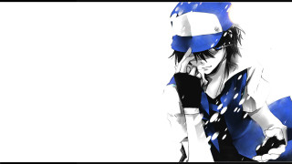 Man blue white outfit cellphone - background free wallpaper