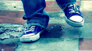 Person blue sneakers sidewalk feet - a sidewalk free wallpaper