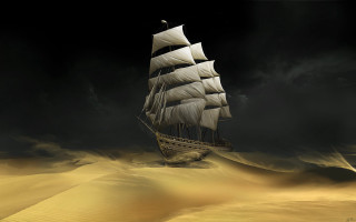 Ship sailing desert night dark - a dark sky in the background free wallpaper