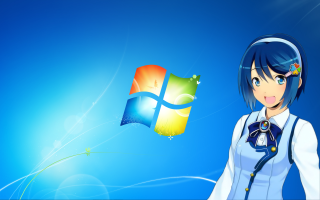 Woman blue hair windows logo - purism free wallpaper