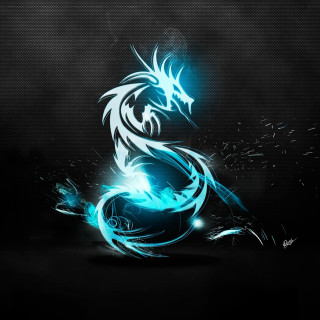 Blue black dragon black background 2 - dragon art free wallpaper