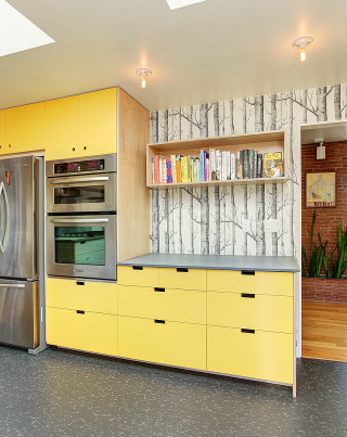 Yellow cabinets stainless steel modern - modernism free wallpaper