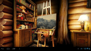 Cabin painting ladder lamp table - a cabin free wallpaper