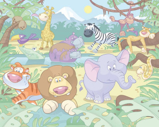 Jungle cartoon animals lion background - jungle free wallpaper