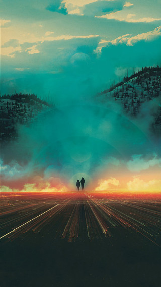 Couple people field cloudy sky 3 - free sci-fi wallpaper