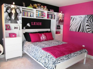 Zebra print bedroom pink accents 2 - a pink pillow free wallpaper