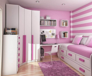 Bedroom striped wall desk chair 2 - color scheme free wallpaper