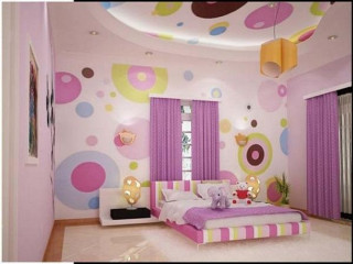 Pink bed purple curtains rug - a pink bed free wallpaper