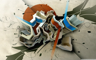 Artistic colorful artwork red ball - deconstructivism free wallpaper