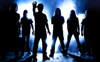 Group people stage light hands - biomechanical free wallpaper
